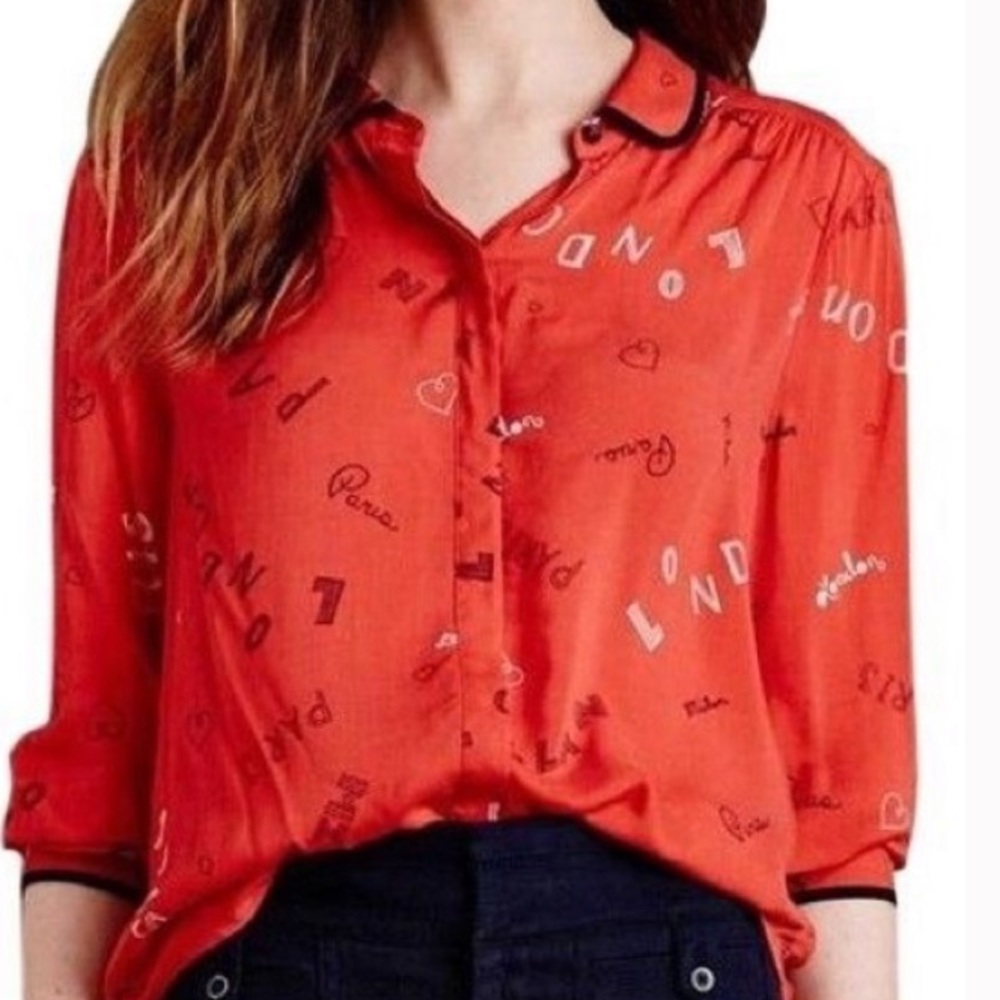 Maeve for Anthropologie Orange London Paris Blouse_2